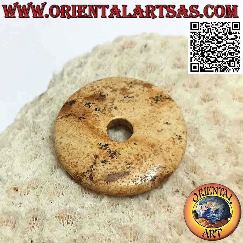 Ciondolo a disco/ciambella in paesina da 30 mm. Ø (cordoncino incluso)