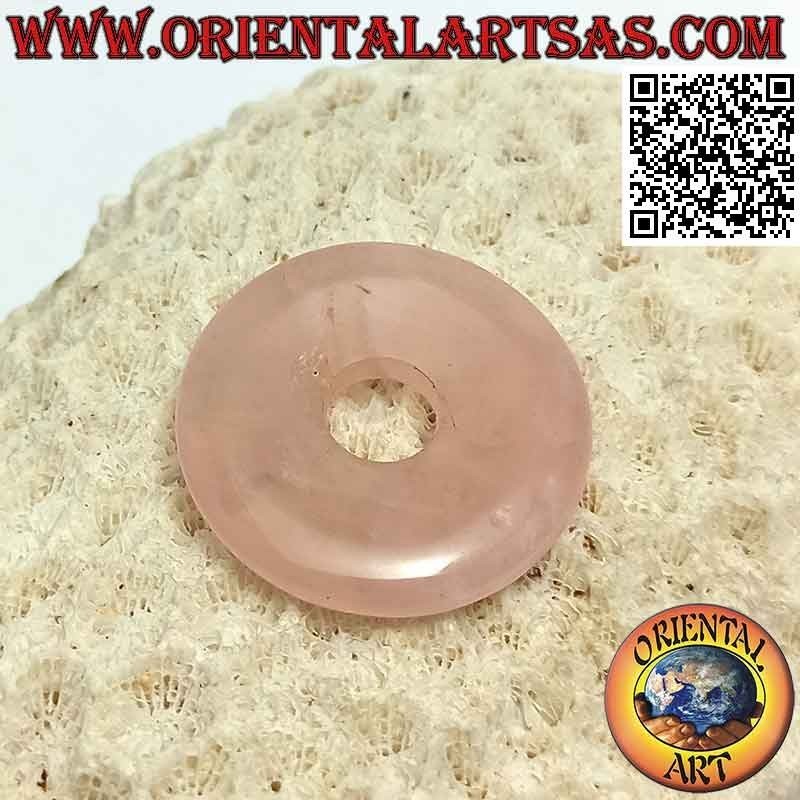 28mm rosa Quarz Donut / Disc-Anhänger. Ø (Kabel im Lieferumfang enthalten)