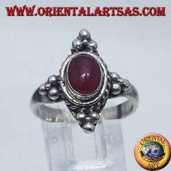 silver ring with carnelian cabochon oval Bali