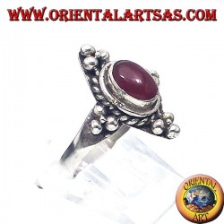 Silberring mit Karneol-Cabochon oval Bali