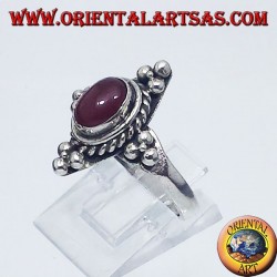 anillo de plata con cabujón cornalina ovalada Bali