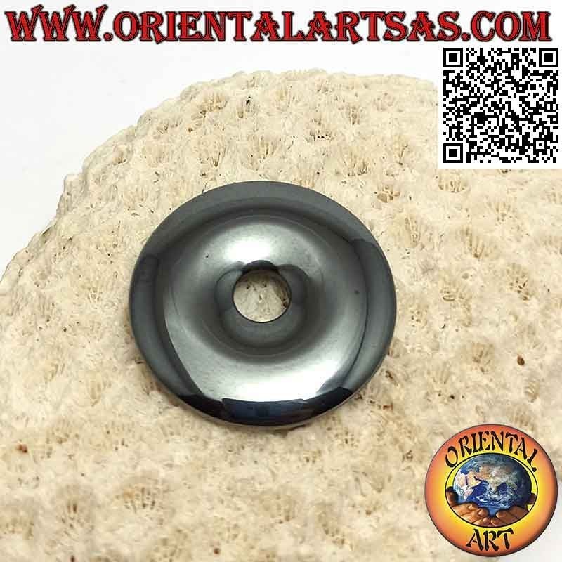 Colgante de disco / donut de hematites de 30 mm. Ø (cable incluido)