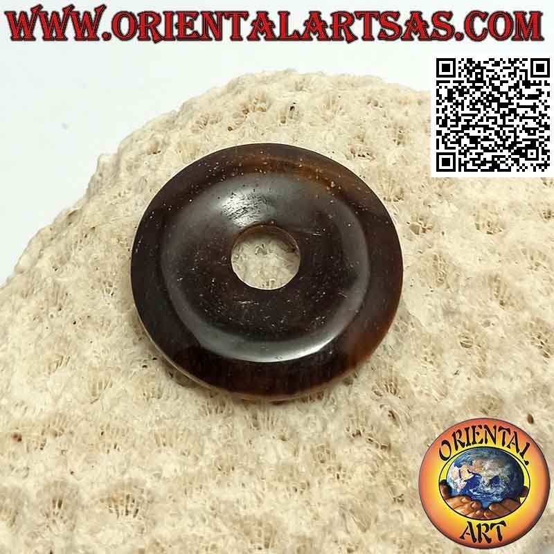 Ciondolo a disco/ciambella in occhio di tigre da 30 mm. Ø (cordoncino incluso)