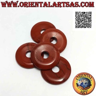 Colgante disco / donut en jaspe rojo 30 mm. Ø (cable incluido)