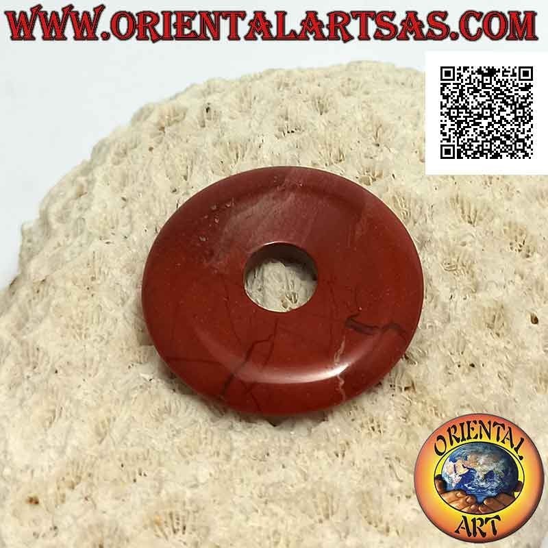 Colgante disco / donut en jaspe rojo 30 mm. Ø (cable incluido)