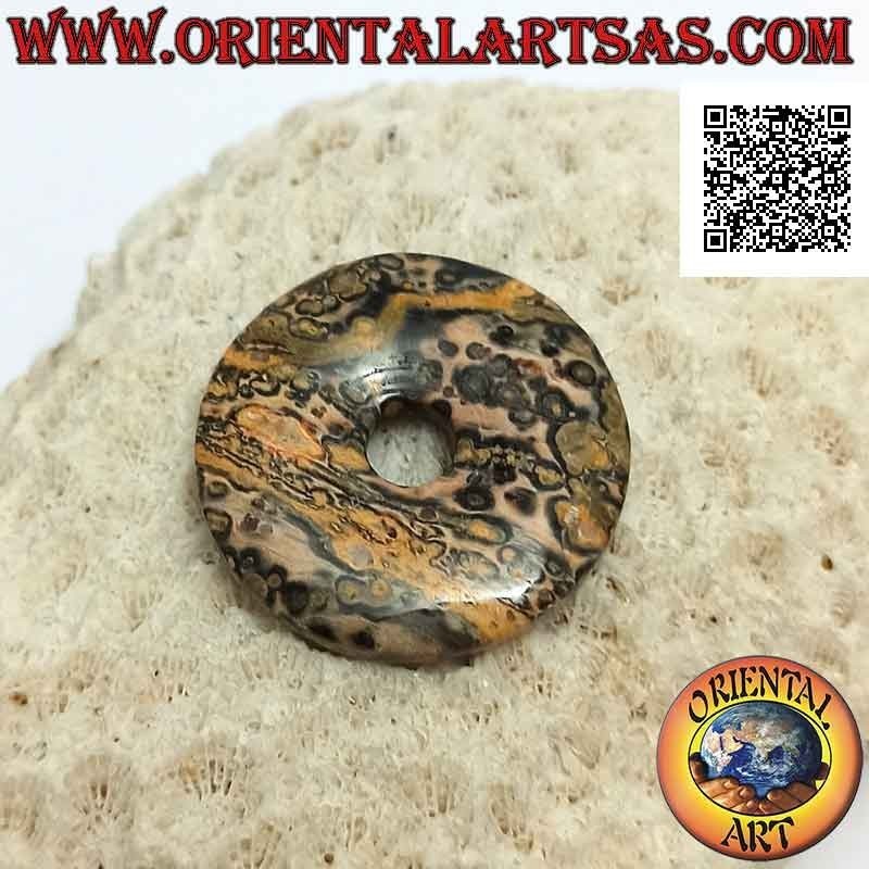 Colgante de disco / donut de jaspe leopardo de 30 mm. Ø (cable incluido)