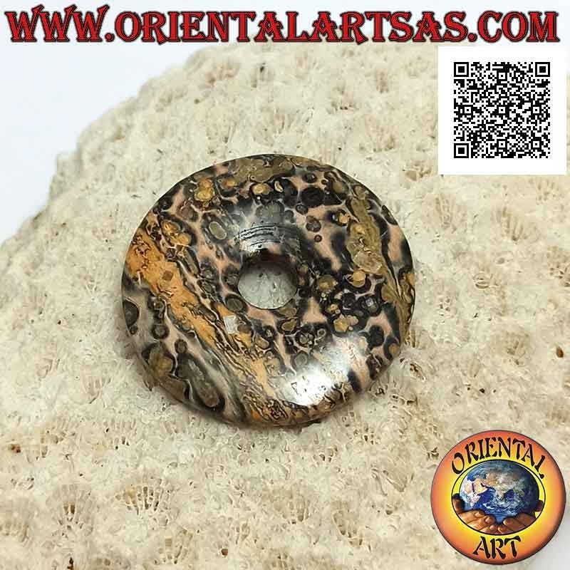 30mm Leopard Jaspis Scheibe / Donut Anhänger. Ø (Kabel im Lieferumfang enthalten)