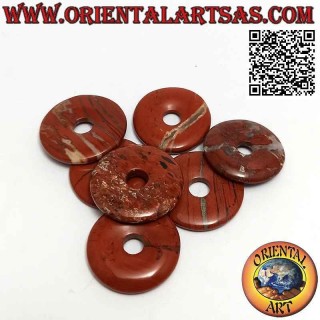 Ciondolo a disco/ciambella in diaspro rosso da 28 mm. Ø (cordoncino incluso)
