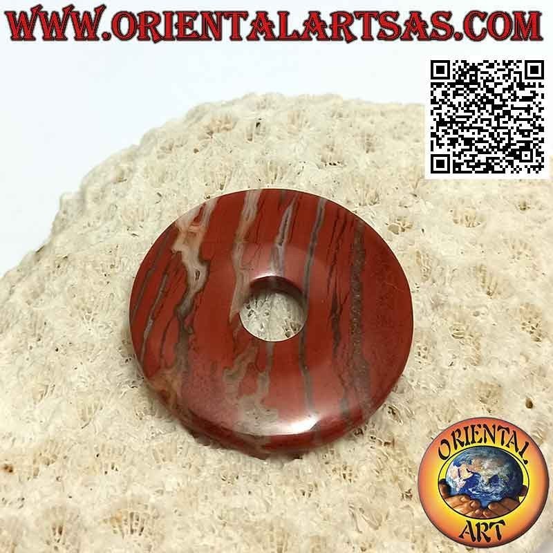 Colgante disco / donut en jaspe rojo 28 mm. Ø (cable incluido)
