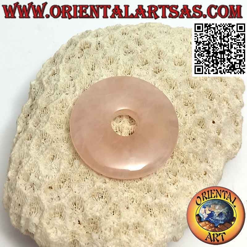 30mm rosa Quarz Donut / Disc-Anhänger. Ø (Kabel im Lieferumfang enthalten)