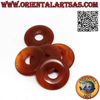 Colgante de disco de cornalina / donut de 35 mm. Ø (cable incluido)