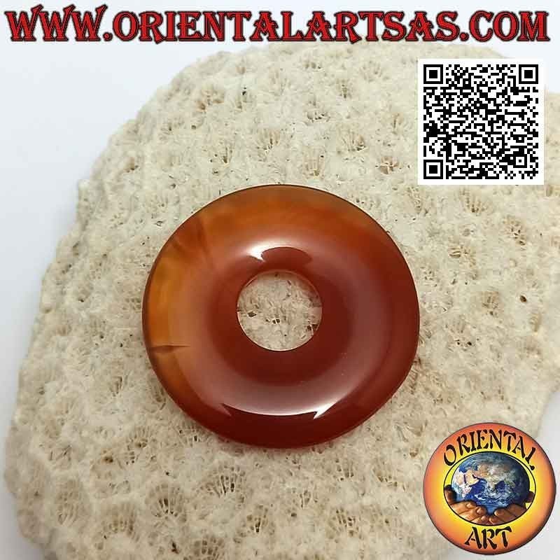Disque cornaline 35 mm / pendentif donut. Ø (cordon inclus)