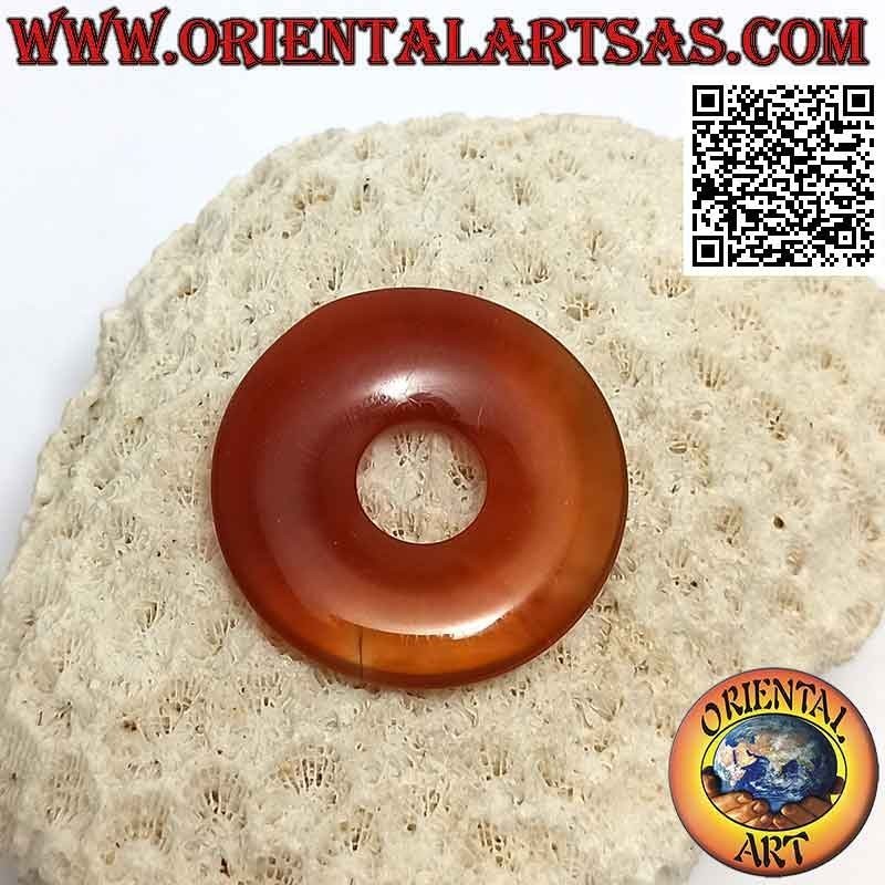 35 mm Karneolscheibe / Donut-Anhänger. Ø (Kabel im Lieferumfang enthalten)