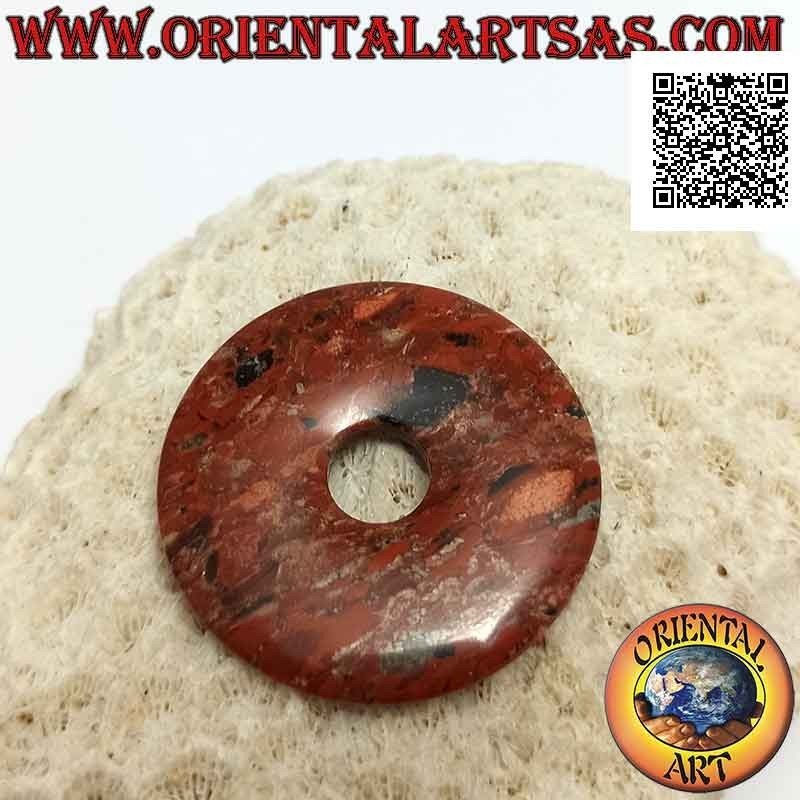 35 mm red jasper disc / donut pendant. Ø (cord included)