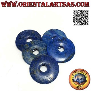 Disque de lapis lazuli de 40 mm / pendentif donut. Ø (cordon inclus)