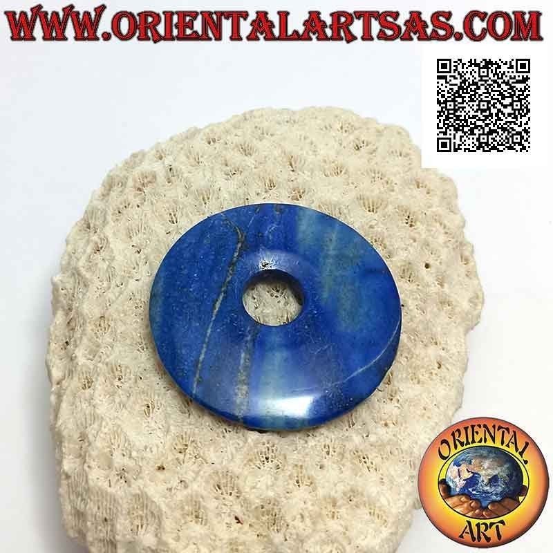 Disque de lapis lazuli de 40 mm / pendentif donut. Ø (cordon inclus)