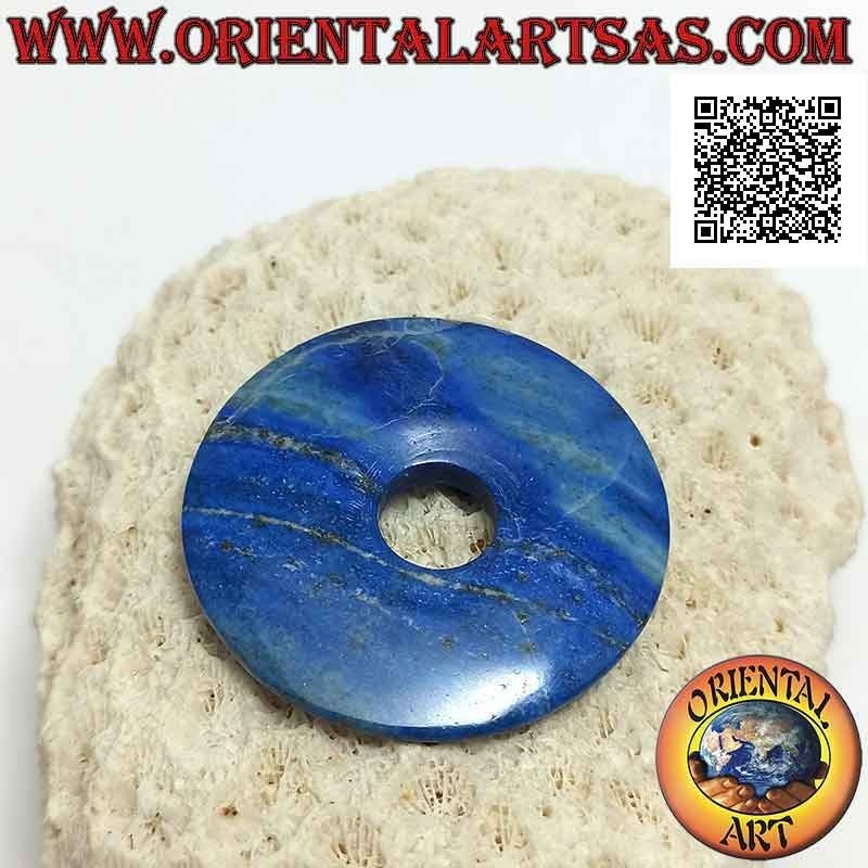 Ciondolo a disco/ciambella in lapislazzulo da 40 mm. Ø (cordoncino incluso)