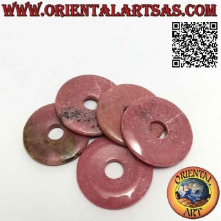 35 mm rhodonite disc / donut pendant. Ø (cord included)