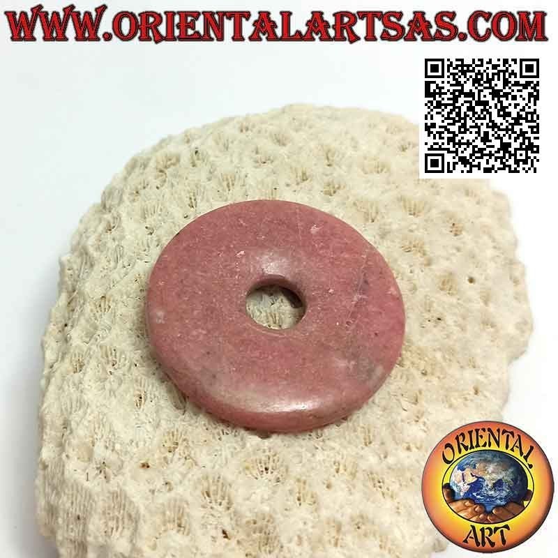35 mm rhodonite disc / donut pendant. Ø (cord included)
