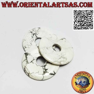 Disque Howlite 40 mm / Pendentif Donut. Ø (cordon inclus)