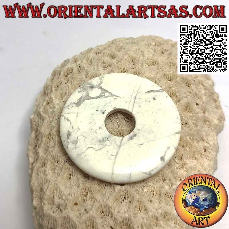 40mm Howlite Disc / Donut-Anhänger. Ø (Kabel im Lieferumfang enthalten)