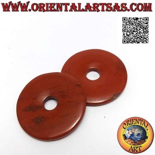 Disc / donut pendant in red jasper 40 mm. Ø (cord included)