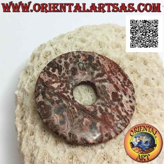 40mm leopard jasper disc / donut pendant. Ø (cord included)
