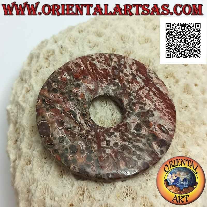 40mm Leopard Jaspis Scheibe / Donut Anhänger. Ø (Kabel im Lieferumfang enthalten)