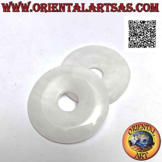 40mm Milky Quartz Donut / Disc Pendant. Ø (cord included)