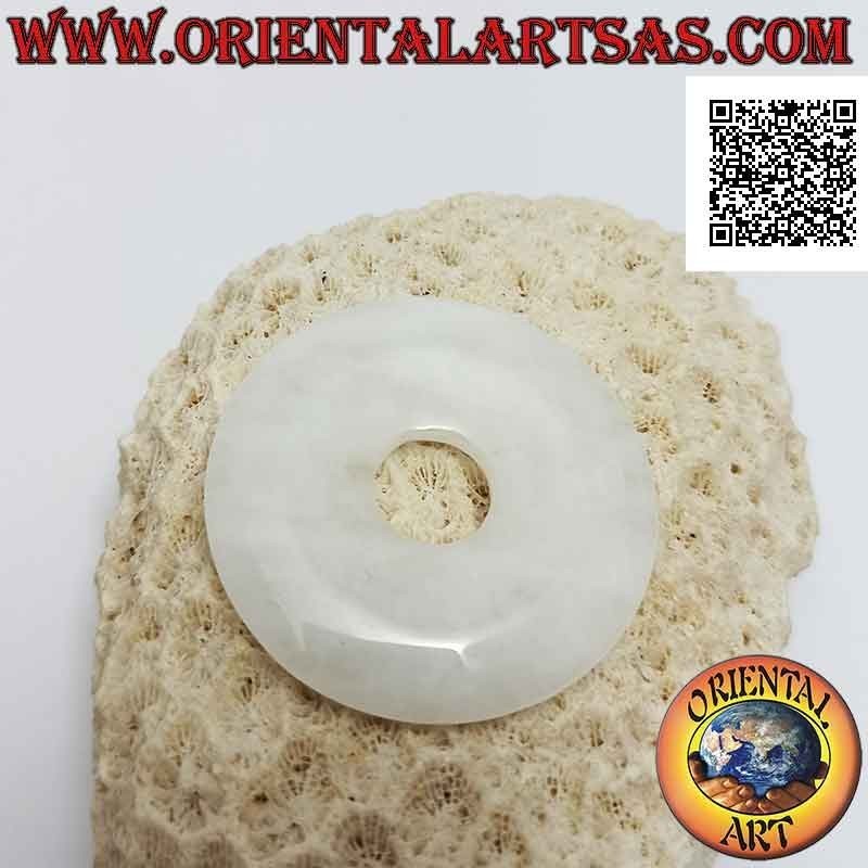 40mm Milky Quartz Donut / Disc-Anhänger. Ø (Kabel im Lieferumfang enthalten)