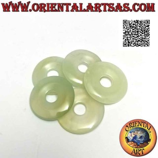 Disc / Donut-Anhänger aus Serpentine Jade (New Jade) 30 mm. Ø (Kabel im Lieferumfang enthalten)