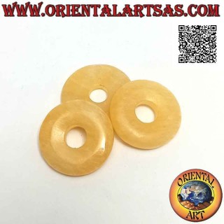 28mm yellow calcite disc / donut pendant. Ø (cord included)