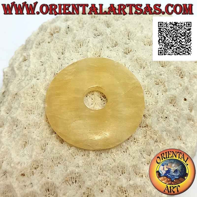 Colgante de disco / donut de calcita amarilla de 28 mm. Ø (cable incluido)