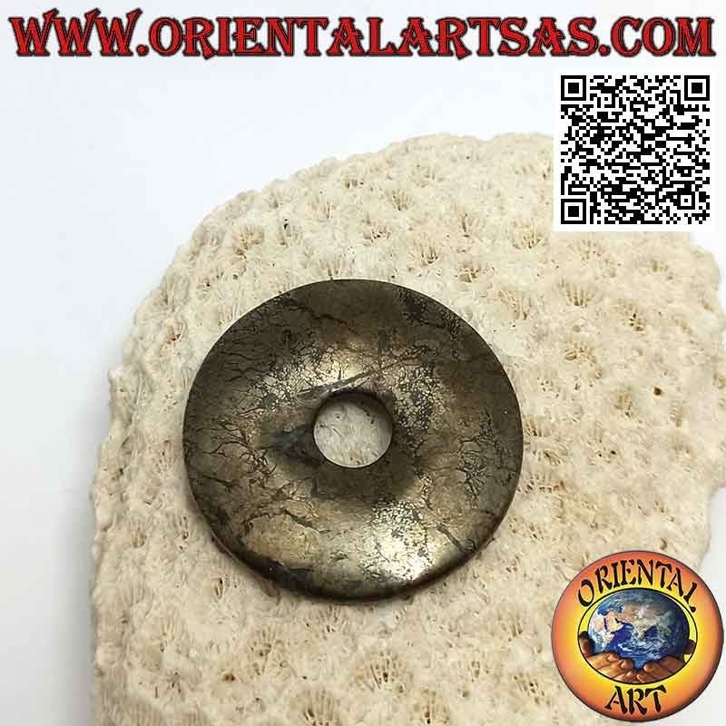 35mm pyrite disc / donut pendant. Ø (cord included)