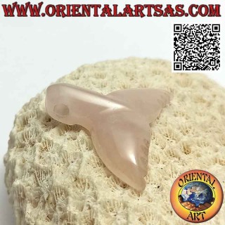 Ciondolo a forma di coda di balena in quarzo rosa (forato)