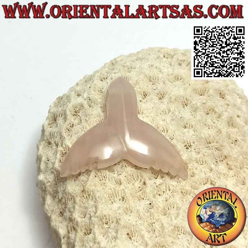 Ciondolo a forma di coda di balena in quarzo rosa (forato)