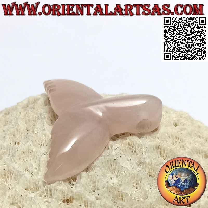 Rose Quartz Whale Tail Pendant (Pierced)