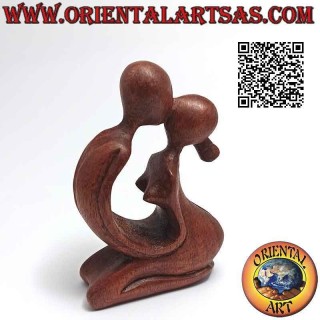 Klassische Skulptur "Kuss" im abstrakten Stil aus Suarholz, 10 cm