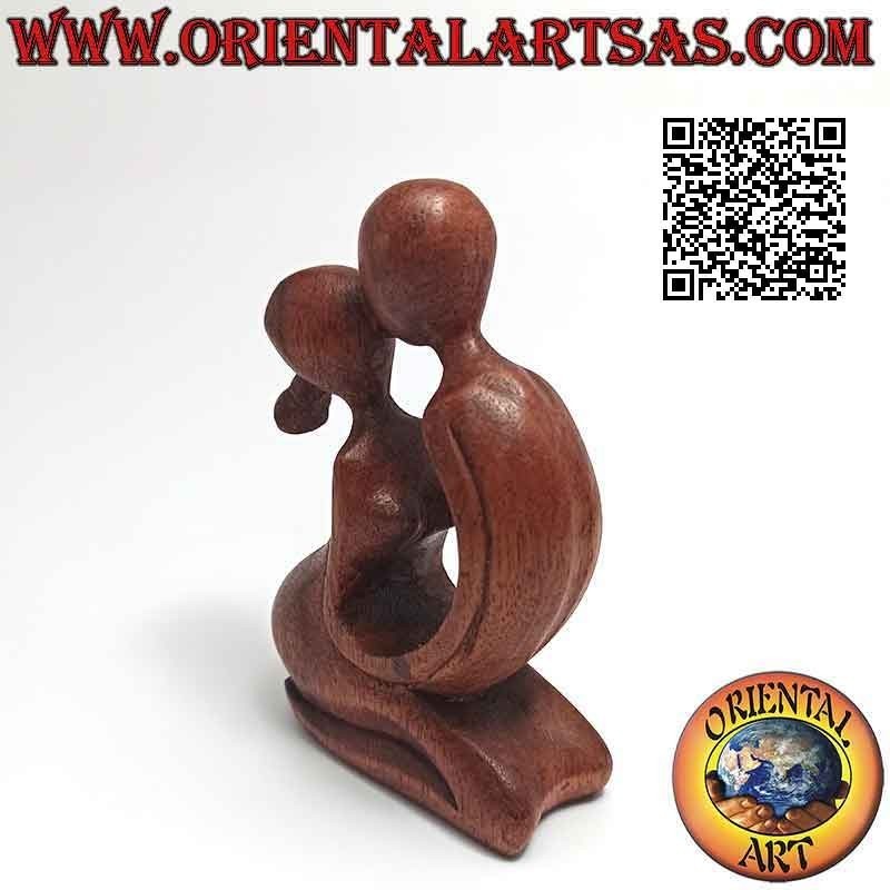 Klassische Skulptur "Kuss" im abstrakten Stil aus Suarholz, 10 cm