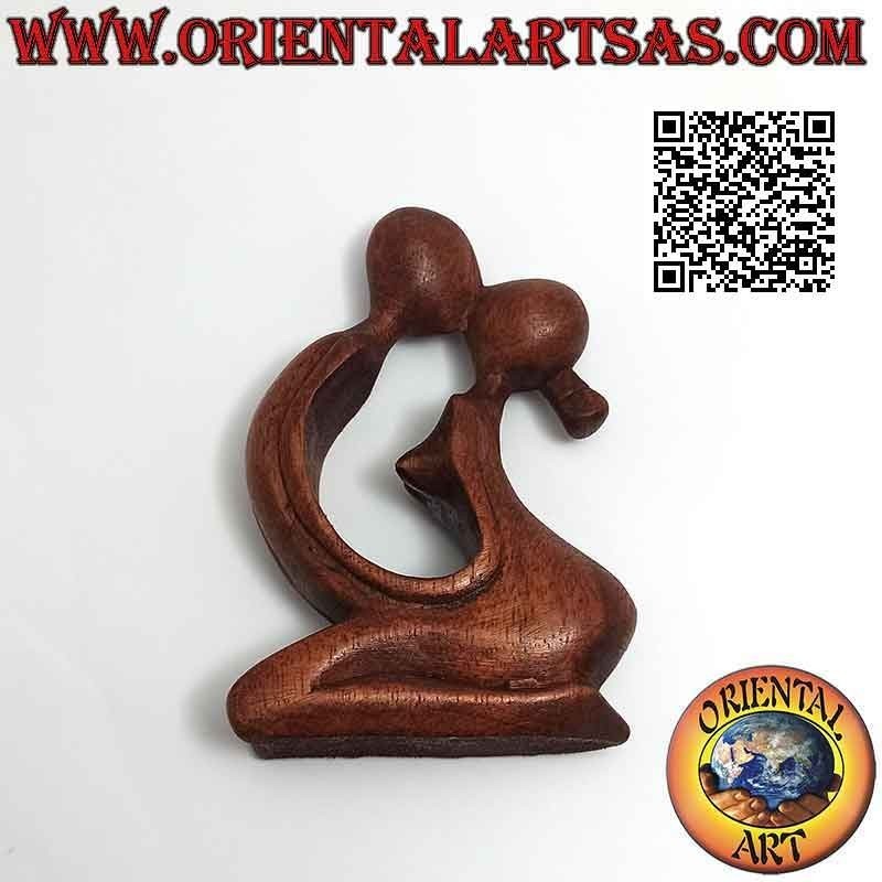 Escultura clásica "beso" de estilo abstracto en madera de suar, 10 cm