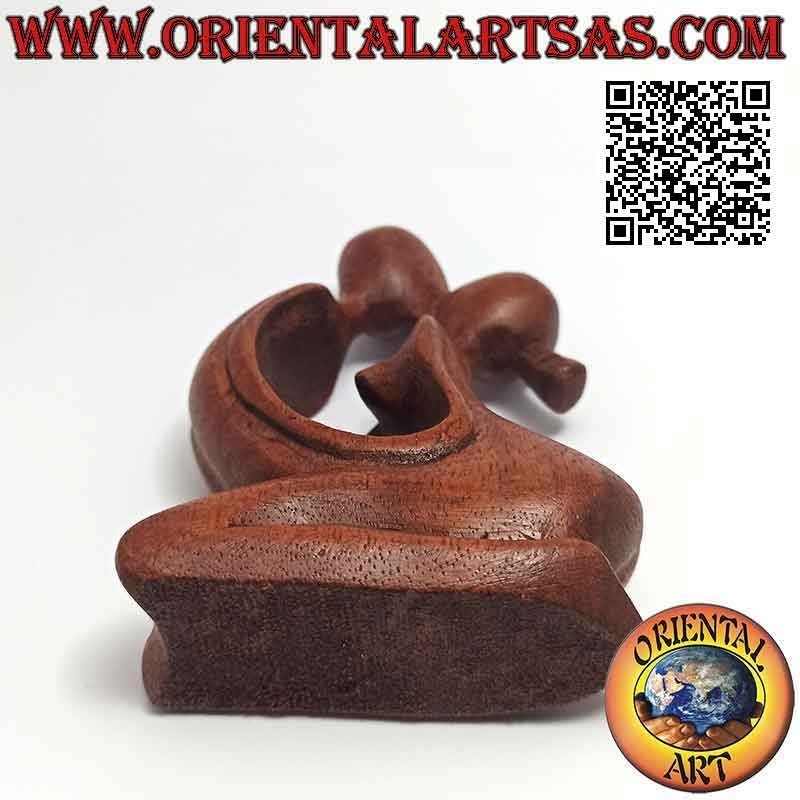 Sculpture classique "baiser" de style abstrait en bois de suar, 10 cm