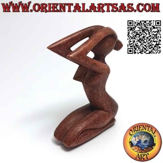 Scultura "la donna disperata" in stile abstract in legno di suar, 10 cm