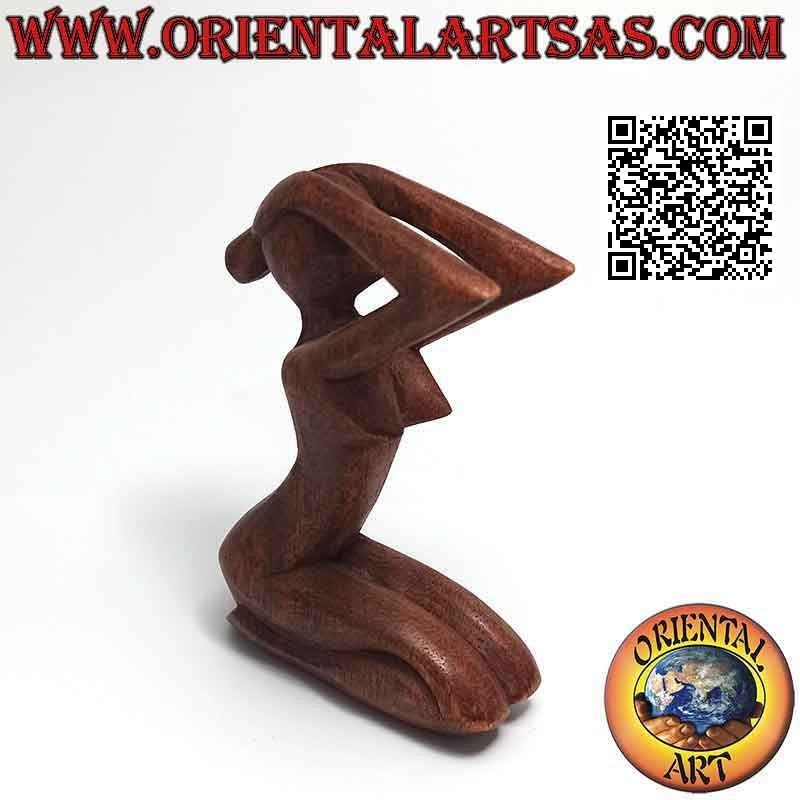 Sculpture "the desperate woman" in abstract style in suar wood, 10 cm