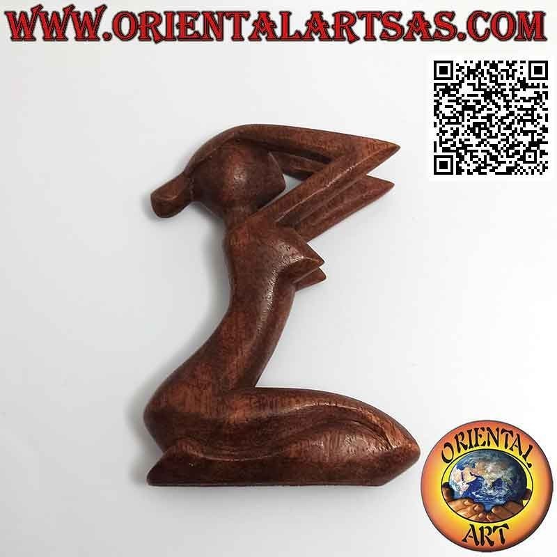 Skulptur "die verzweifelte Frau" im abstrakten Stil aus Suarholz, 10 cm