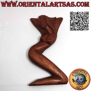 Escultura de estilo abstracto "la mujer posando" en madera de suar, 20 cm (A)