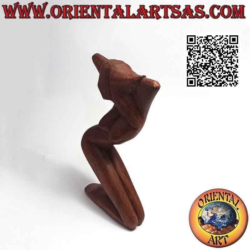 Escultura de estilo abstracto "la mujer posando" en madera de suar, 20 cm (A)