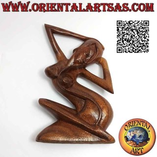 Sculpture de style abstrait "la femme qui pose" en bois de suar, 20 cm (B)