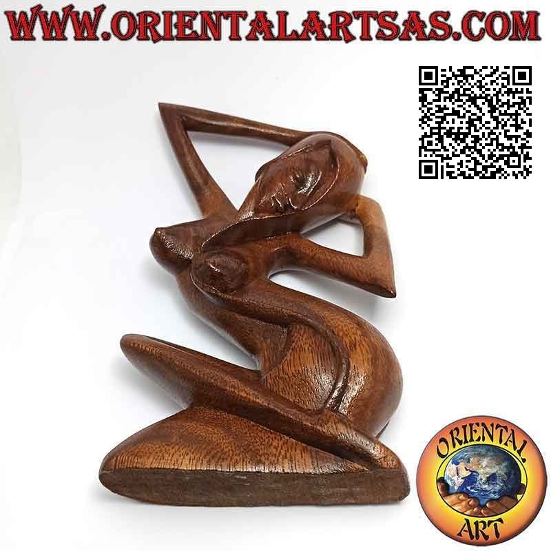 Abstract style sculpture "the posing woman" in suar wood, 20 cm (B)