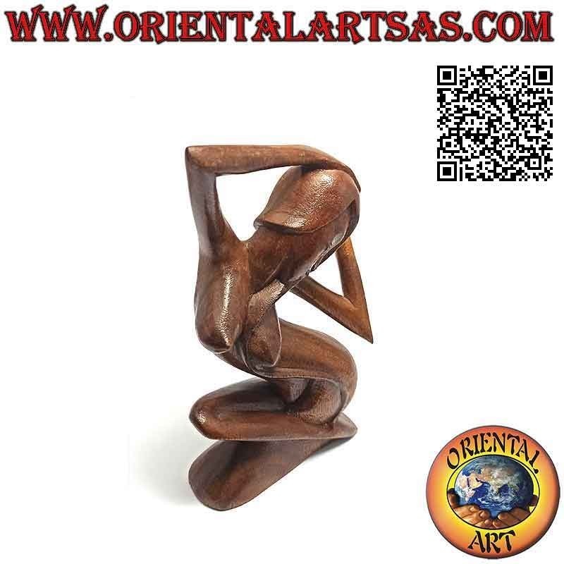 Escultura de estilo abstracto "la mujer posando" en madera de suar, 20 cm (B)
