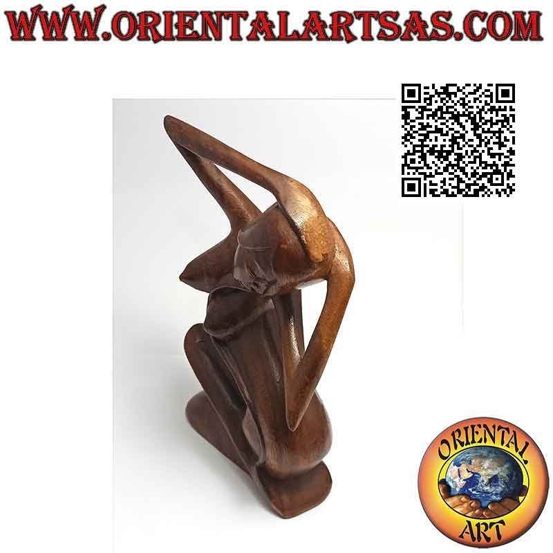 Scultura "la donna in posa" in stile abstract in legno di suar, 20 cm (B)